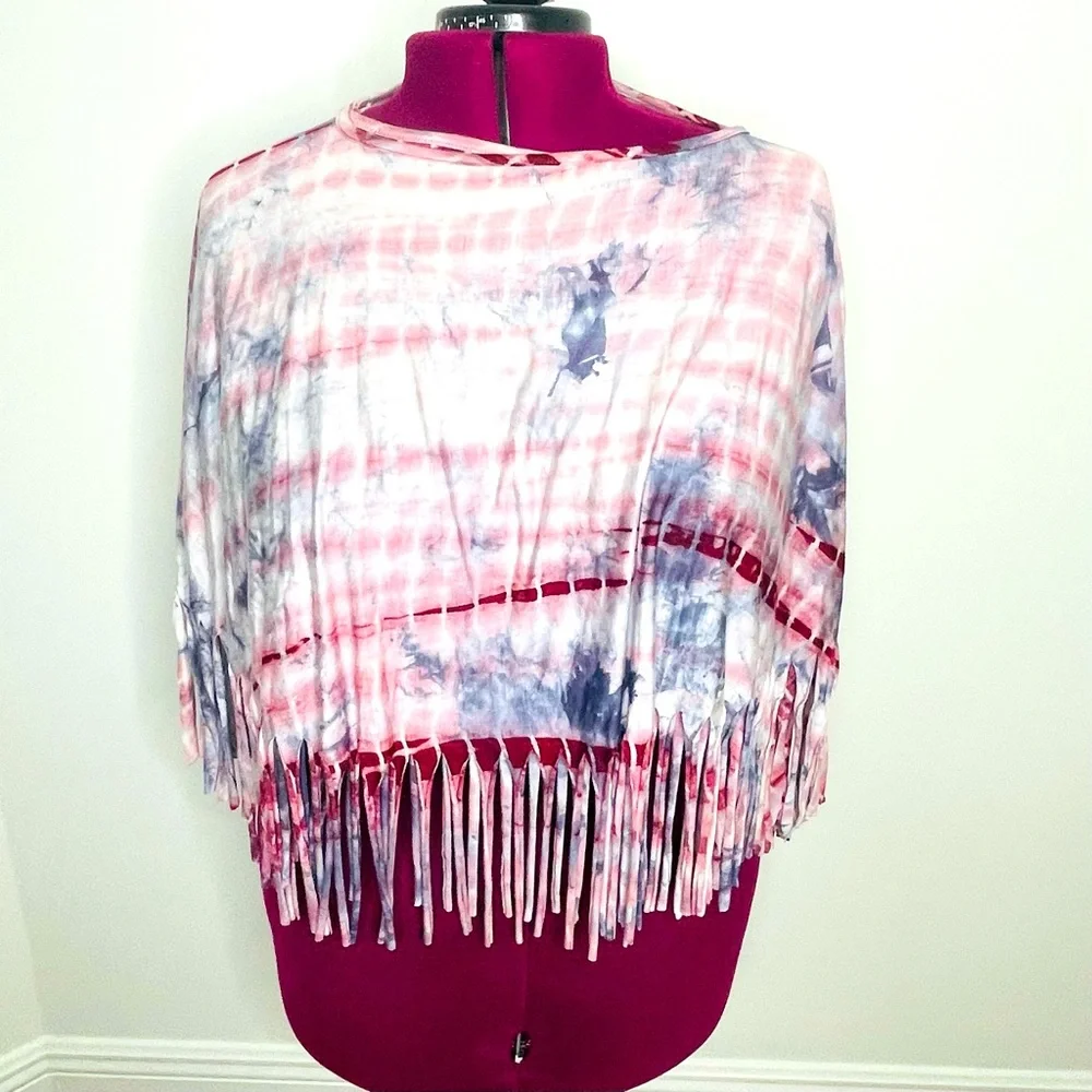 Shawl Dawls Boho tie dye fringe convertible hippie shawl scarf NWT One Size